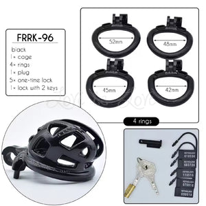 Standard Cobra Plastic Chastity Cage 4-Piece Ring Kit #96 Black For Him - Chastity Devices Buy Sex Toys in Singapore LoveisLove U4Ria