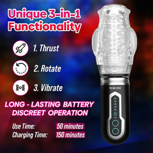 The Male Rose 3 Thrusting Rotating Dual Vibrating Oral Sex Masturbator Male Mastubators - Vibrating Masturbators Buy in Singapore LoveisLove U4Ria