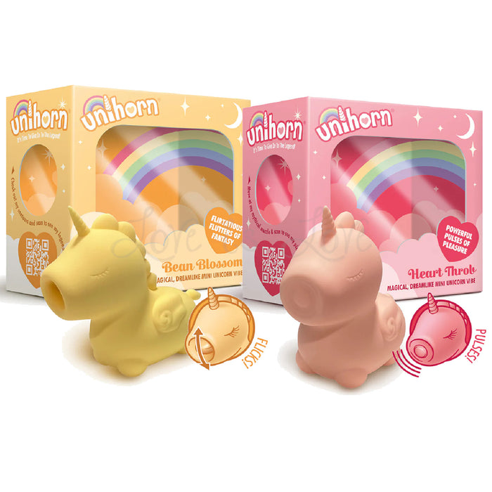 Unihorn Mini Clitoral Vibrator Heart Throb Pink or Bean Blossom Yellow