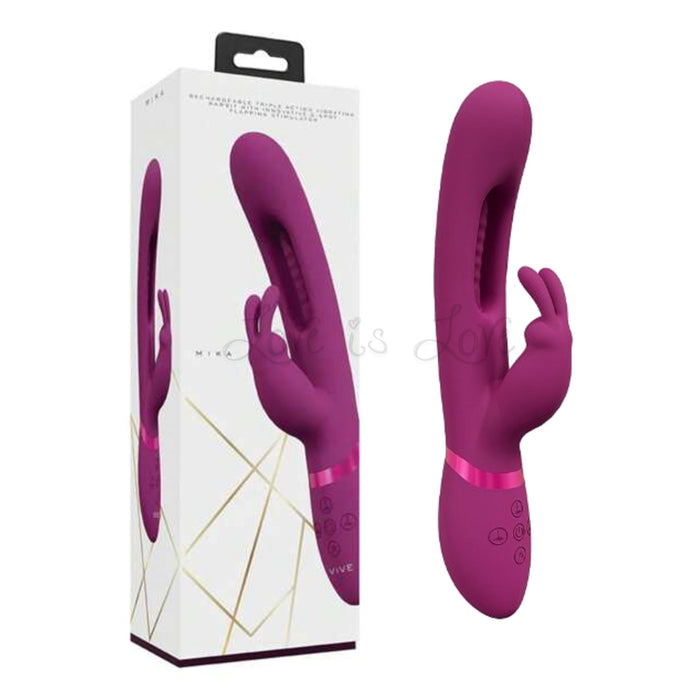 Vive Mika Rechargeable Triple Action Vibrating Rabbit with G-Spot Stimulator