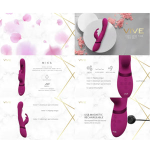 Vive Mika Rechargeable Triple Action Vibrating Rabbit with G-Spot Stimulator Buy in Singapore LoveisLove U4Ria 