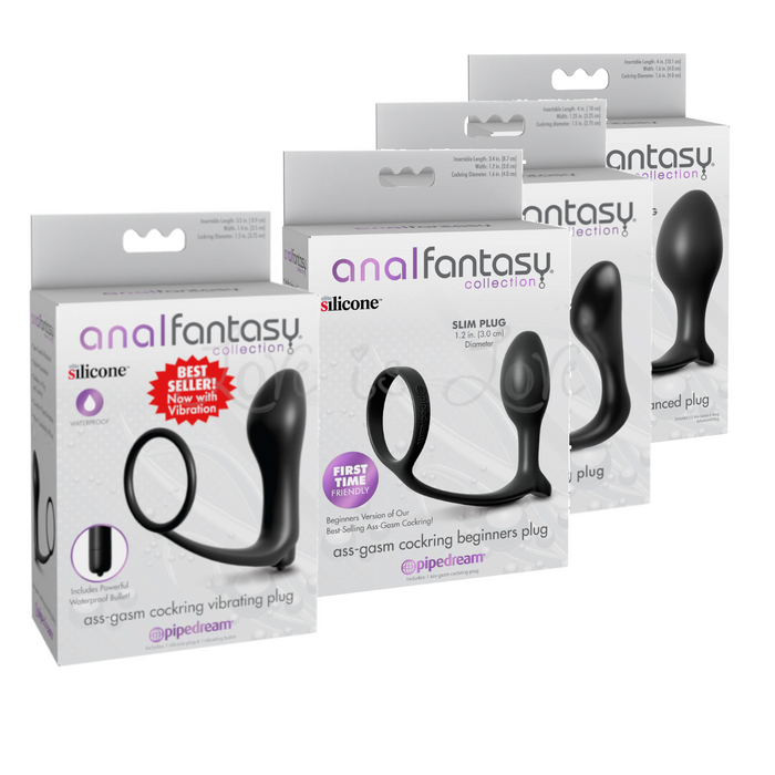 Anal Fantasy Collection Ass-Gasm Cockring Plug Beginner, Medium, Advanced or Vibrating