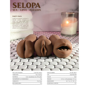 Selopa Party Pack 3-Piece Stroker Pack Pussy & Butt & Mouth Light or Dark Buy in Singapore LoveisLove U4Ria