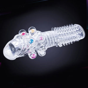 Transparent Penis Nubby Textured Extension Sleeve With Crystal Beads Buy in Singapore LoveisLove U4Ria