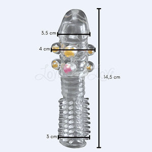 Transparent Penis Nubby Textured Extension Sleeve With Crystal Beads Buy in Singapore LoveisLove U4Ria