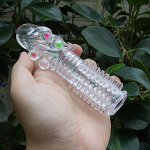 Transparent Penis Nubby Textured Extension Sleeve With Crystal Beads Buy in Singapore LoveisLove U4Ria