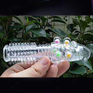 Transparent Penis Nubby Textured Extension Sleeve With Crystal Beads Buy in Singapore LoveisLove U4Ria