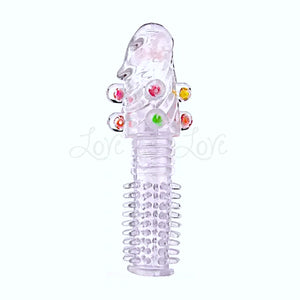 Transparent Penis Nubby Textured Extension Sleeve With Crystal Beads Buy in Singapore LoveisLove U4Ria