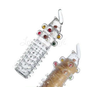 Transparent Penis Nubby Textured Extension Sleeve With Crystal Beads Buy in Singapore LoveisLove U4Ria