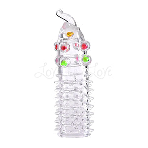 Transparent Penis Nubby Textured Extension Sleeve With Crystal Beads Buy in Singapore LoveisLove U4Ria