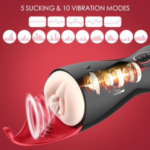 Erocome Taurus Pressure Sensitive Auto-sucking Masturbator with Tongue Stimulator