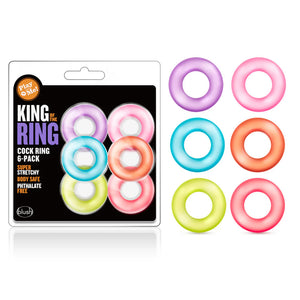 Blush Play With Me King of the Ring Cockring (6-Pack Assorted Colors) Cock Rings - Cock Ring Sets Buy Sex Toys in Singapore LoveisLove U4Ria