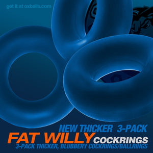 Oxballs Fat Willy 3-Pack Jumbo Cockring Black or Clear or Space Blue OX-3065 Cock Rings - Oxballs C&B Toys buy sex toys in singapore u4ria loveislove