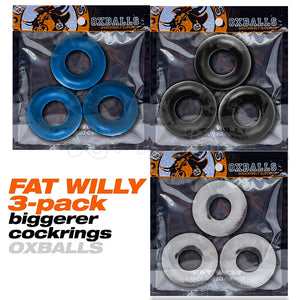 Oxballs Fat Willy 3-Pack Jumbo Cockring Black or Clear or Space Blue OX-3065 Cock Rings - Oxballs C&B Toys buy sex toys in singapore u4ria loveislove