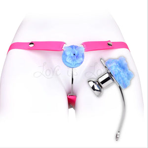 Stainless Steel Blue Butterfly Clit Chastity Cage Set #3233 Ice Dragon (with Pink Belt) Buy in Singapore LoveisLove U4Ria