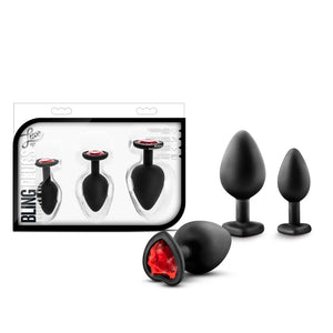 Blush Luxe Bling Plugs Training Kit Pink With White Gems or Black With Red Gems Anal - Anal Trainer Kits Buy Sex Toys in Singapore LoveisLove U4Ria