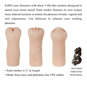 Selopa Party Pack 3-Piece Stroker Pack Pussy & Butt & Mouth Light or Dark Buy in Singapore LoveisLove U4Ria