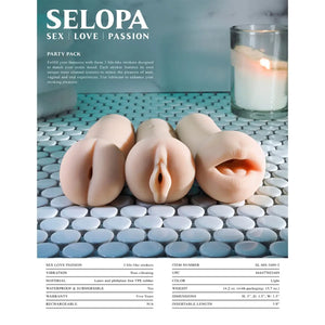 Selopa Party Pack 3-Piece Stroker Pack Pussy & Butt & Mouth Light or Dark Buy in Singapore LoveisLove U4Ria