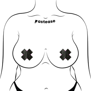 Pastease Petite Plus X Crosses Pasties Liquid Black or Holographic Silver (2 Pairs) Buy in Singapore LoveisLove U4Ria