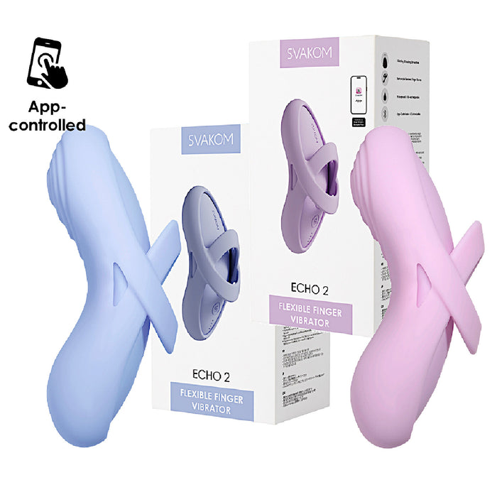 Svakom Echo 2 Heating Flexible Finger Vibrator Sky Blue or Pink Lilac