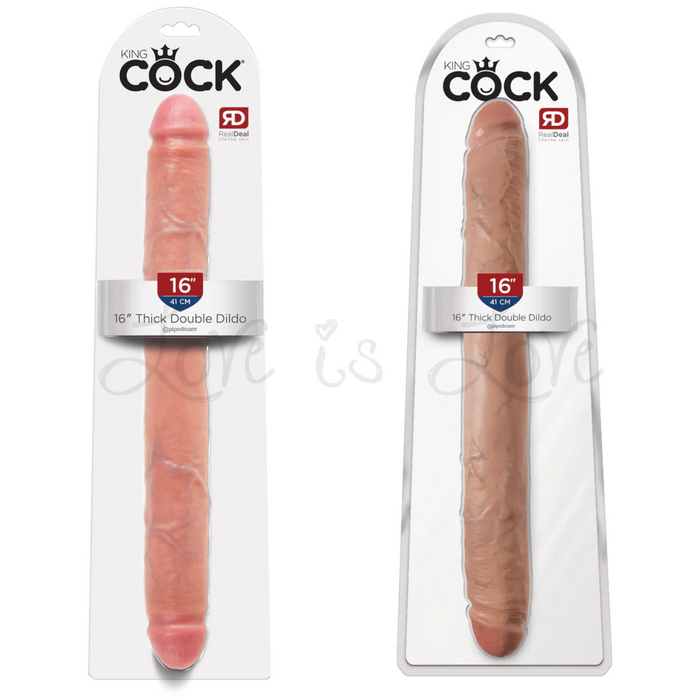 King Cock 16 Inch Thick Double Dildo Flesh or Tan