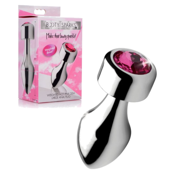 Booty Sparks Hot Pink Gem Weighted Anal Plug