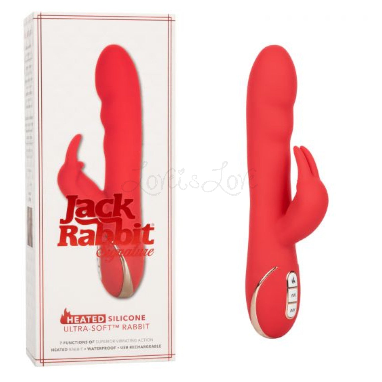 CalExotics Jack Rabbit Signature Heated Silicone Ultra-Soft Rabbit Red –  Love is Love