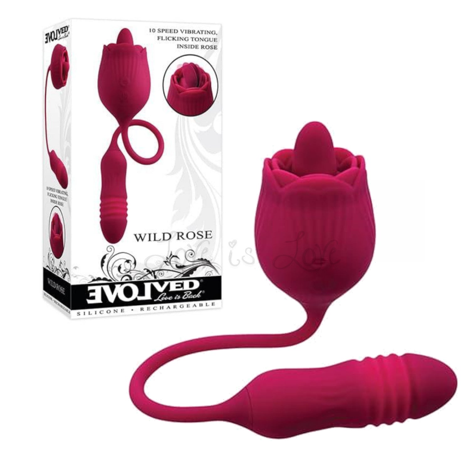 Evolved Wild Rose Flicking Tongue & Thrusting Bullet Vibrator Red – Love is  Love