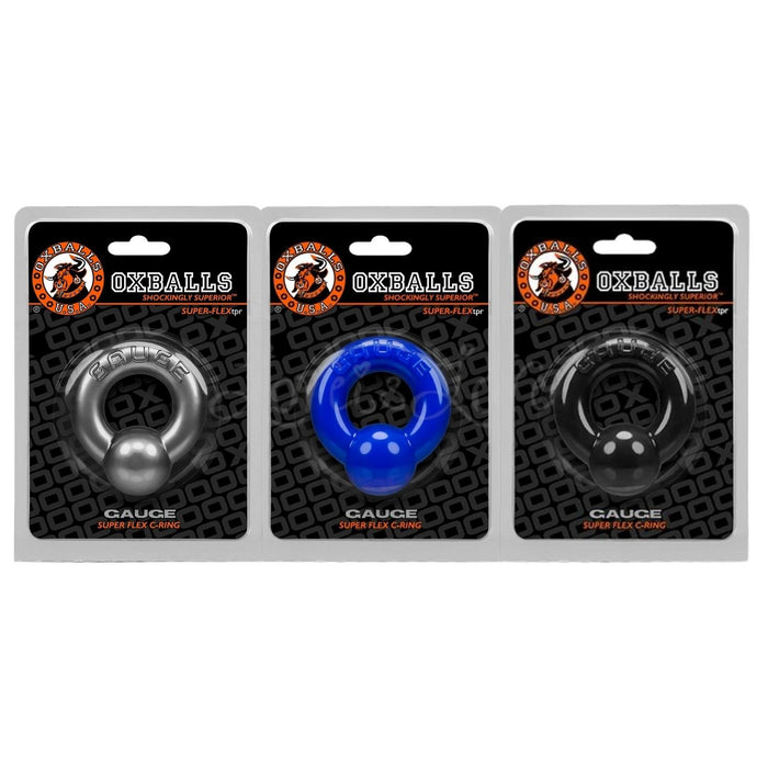 Oxballs Gauge Cock Ring Black or Steel or Police Blue