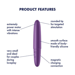Satisfyer Ultra Power Bullet 6 Round Tip Bullet Vibrator Turquoise or Violet