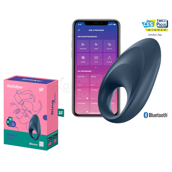 Satisfyer Mighty One Ring App-Controlled Cock RIng Dark Blue