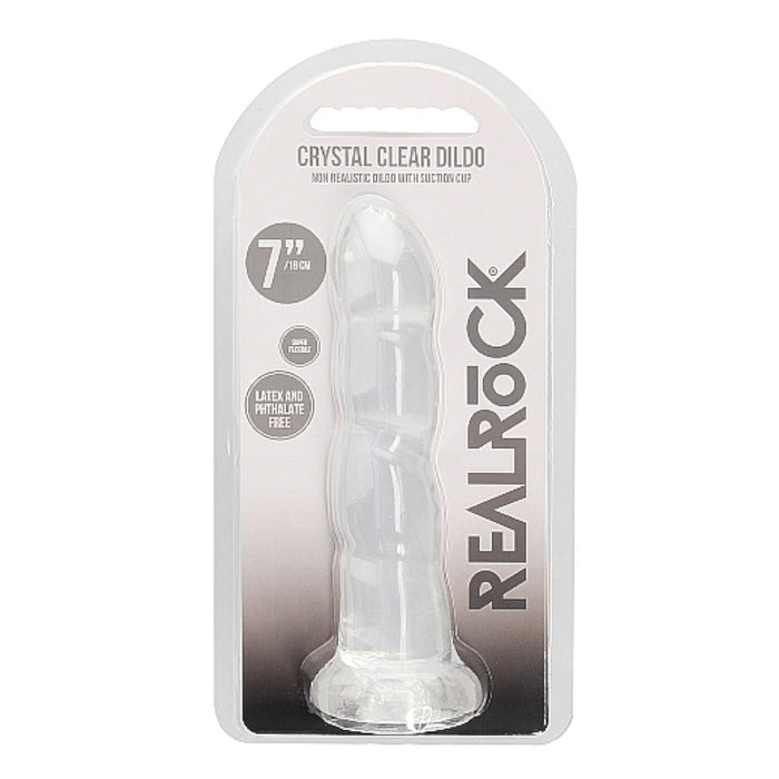 Shots RealRock Crystal Clear Non-Realistic Dildo With Suction Cup 7 Inch