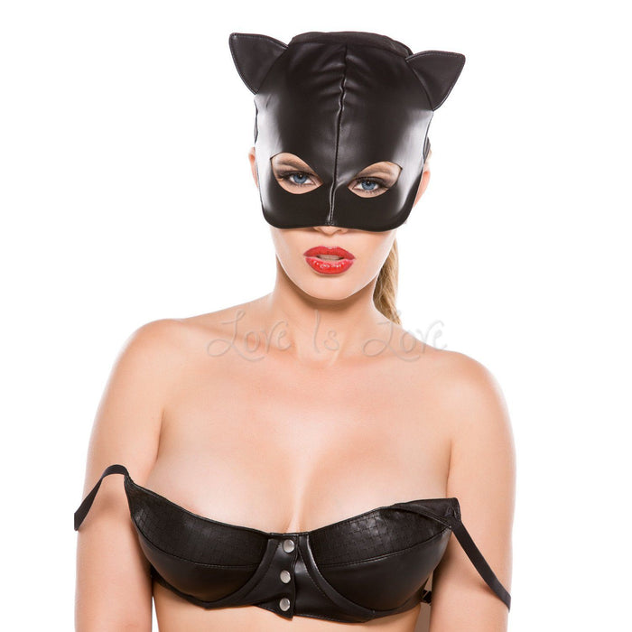 Allure Lingerie Faux Leather Cat Mask