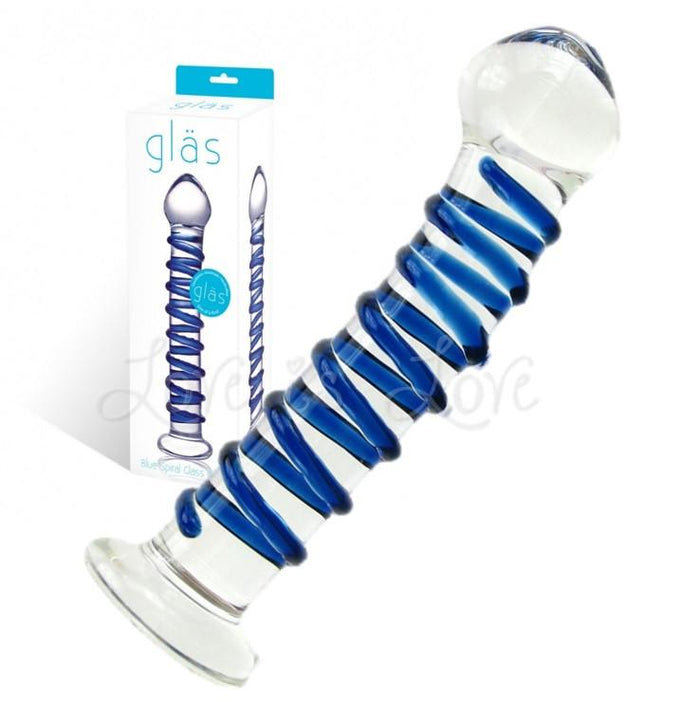 Glas Spiral Glass Dildo 7.5 Inch Blue (Best Seller)