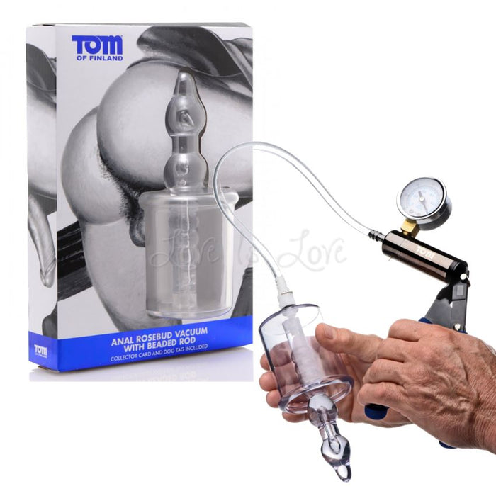 Tom Of Finland Anal Rosebud Vacuum with Beaded Rod (Piston Vacuum Pump Not Included)(Authorized Dealer)